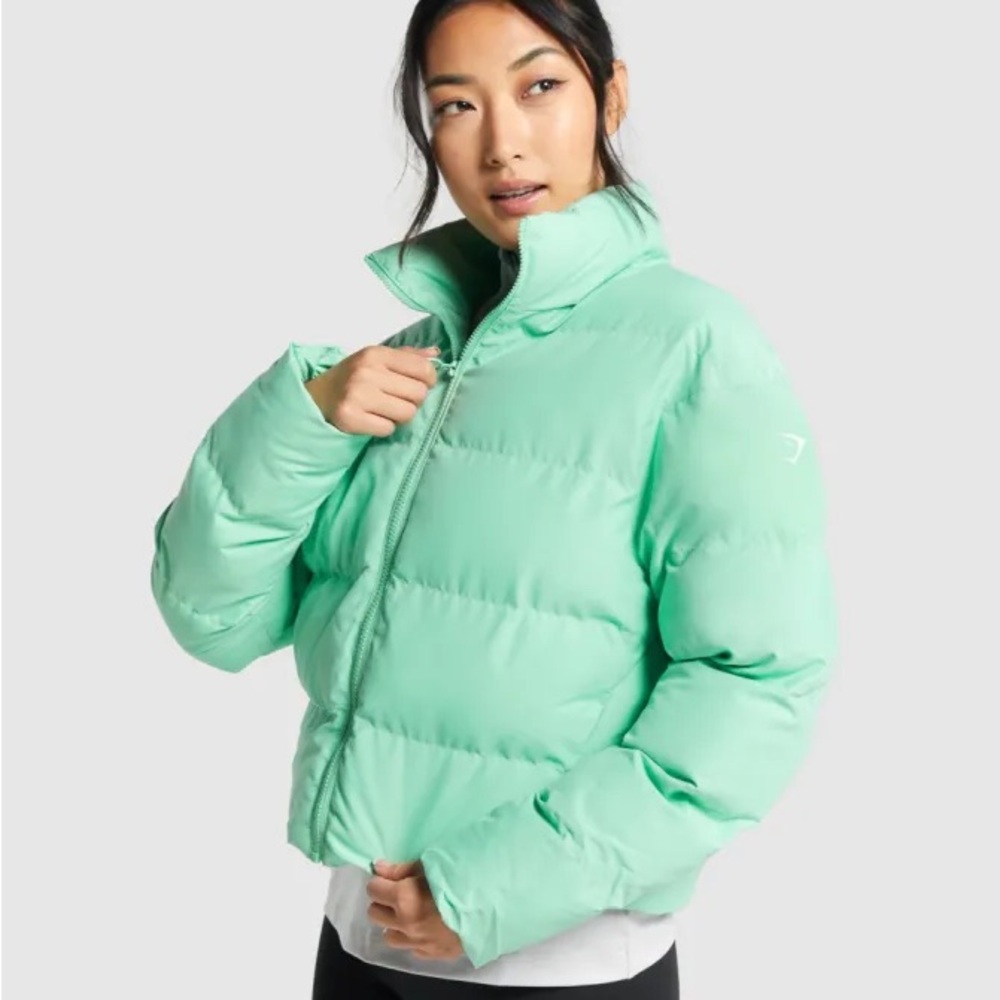 Gymshark Women's Mint Green Puffer Jacket